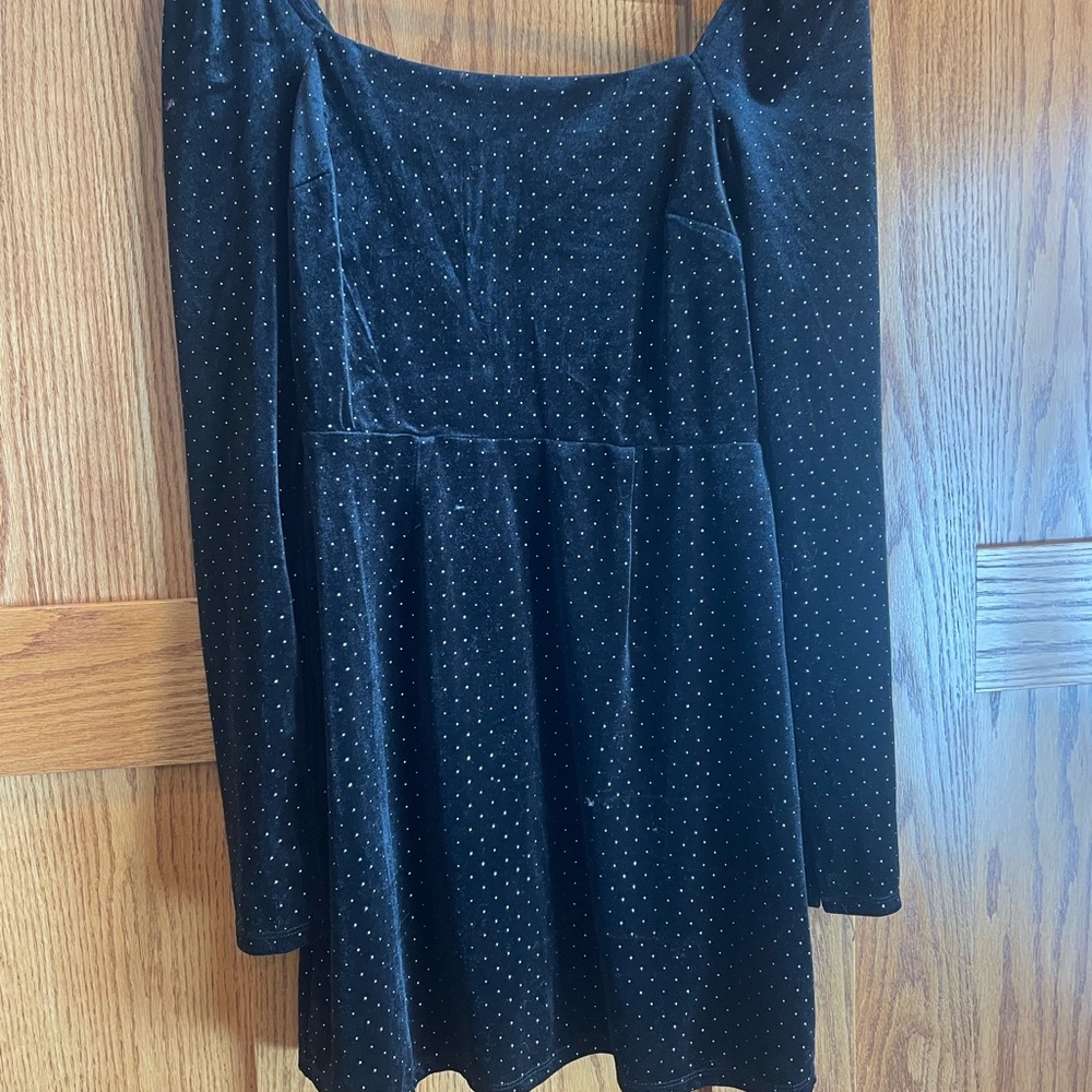 Black Polka Dot Long Sleeve Dress